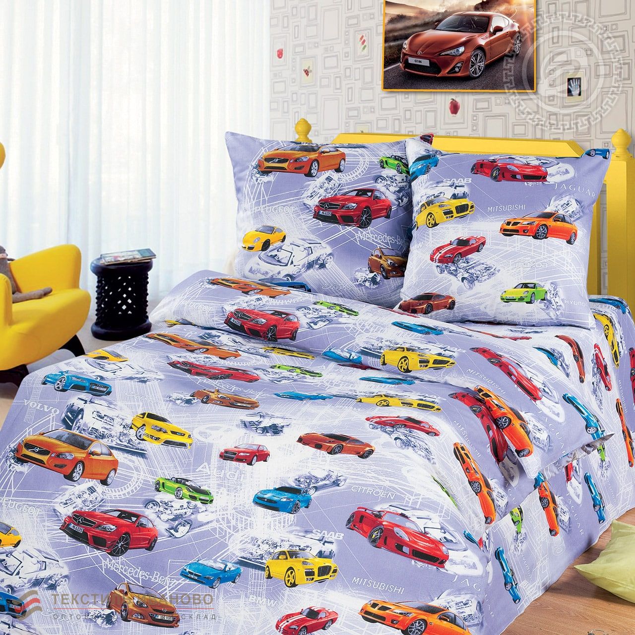  Комплект детского постельного белья АвтоМир бязь 150, фото 1 
