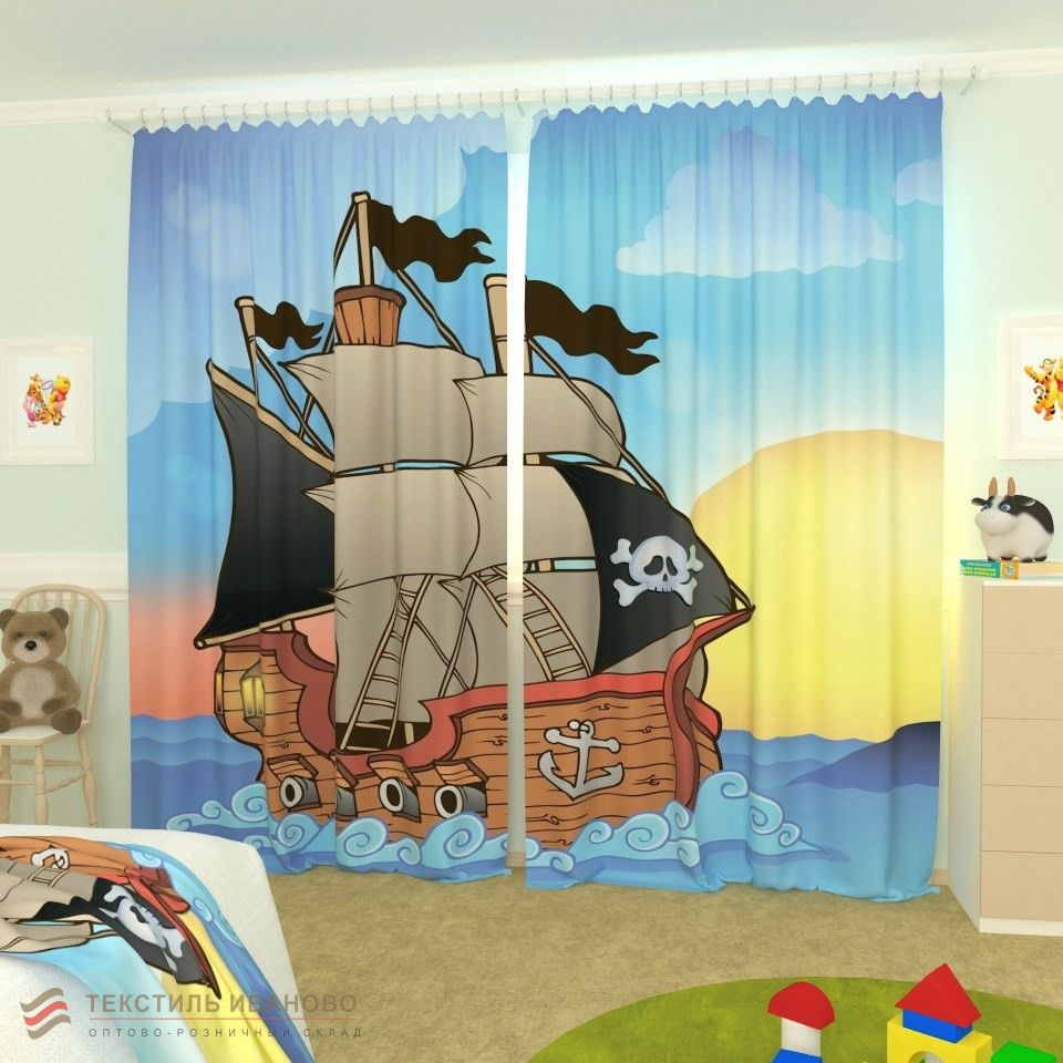  Фотошторы детская коллекция Пиратский корабль, фото 1 