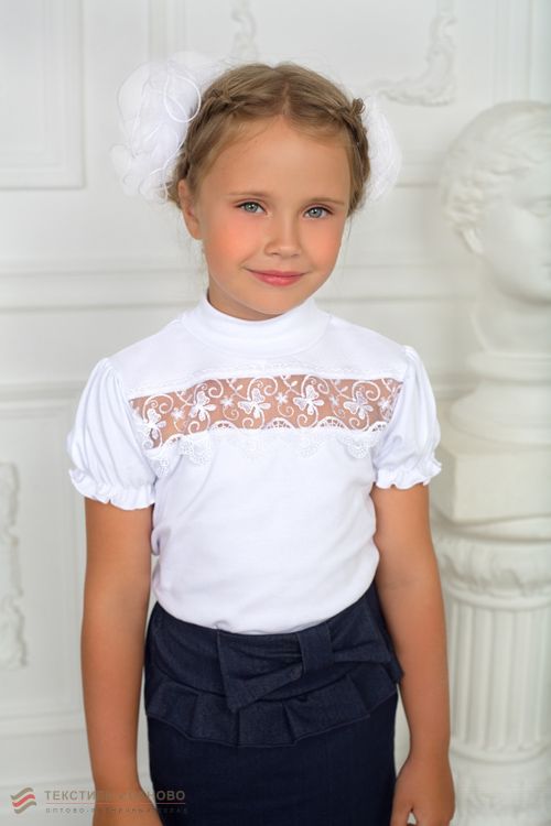  Блузка на девочку Кружевница короткий рукав, фото 1 